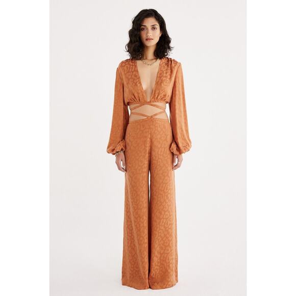 NWT RUMER Animal Print Wrap Pant In Rust Size Small - Picture 1 of 8
